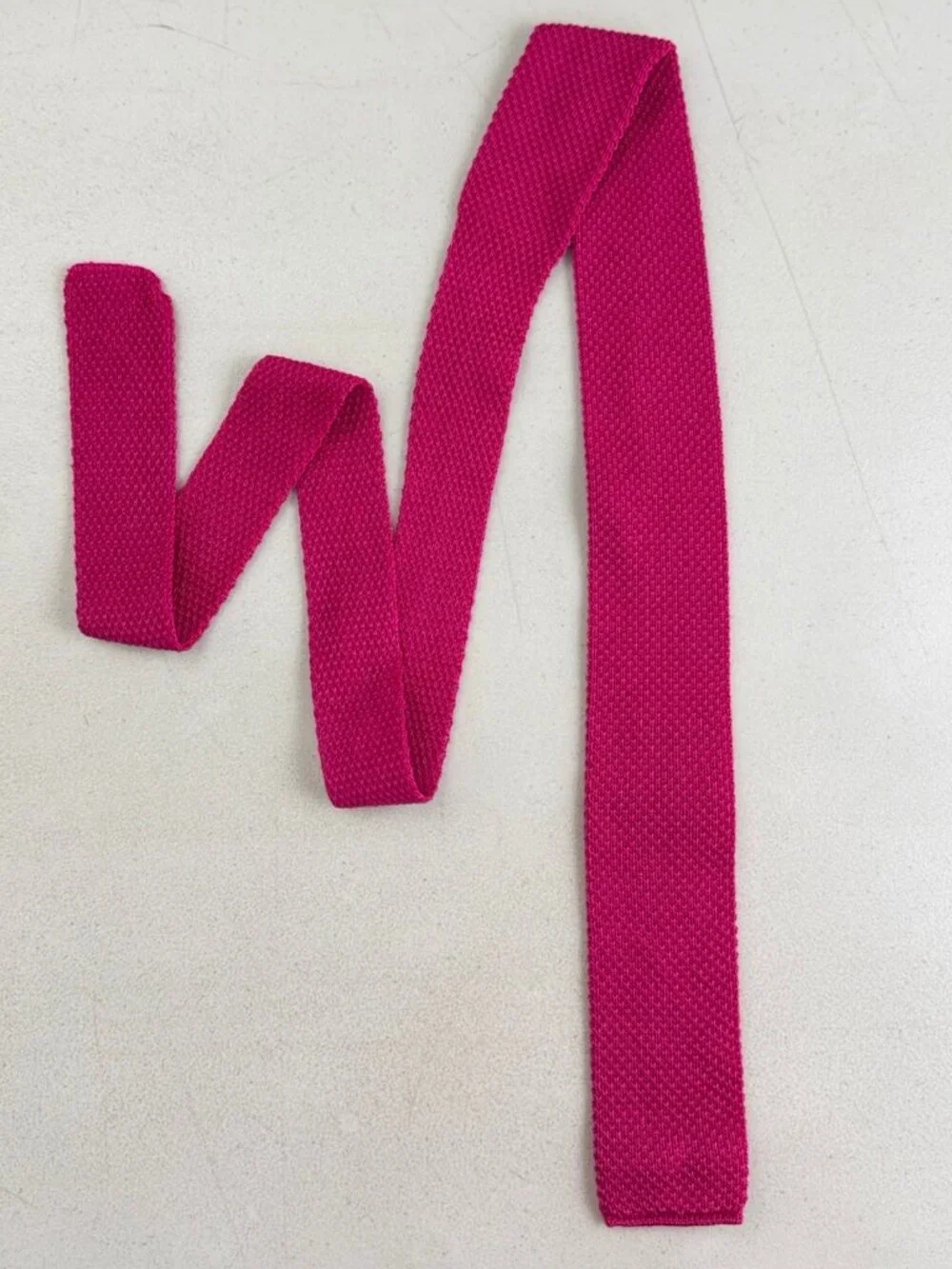 Vintage Pink Square Tie 1960s Knit Nylon Necktie 60s Kenneth Gordon Preppy